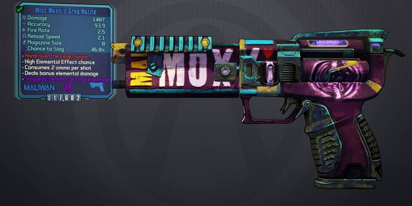 Borderlands 2 Tiny Tina Grog Nozzle stat card