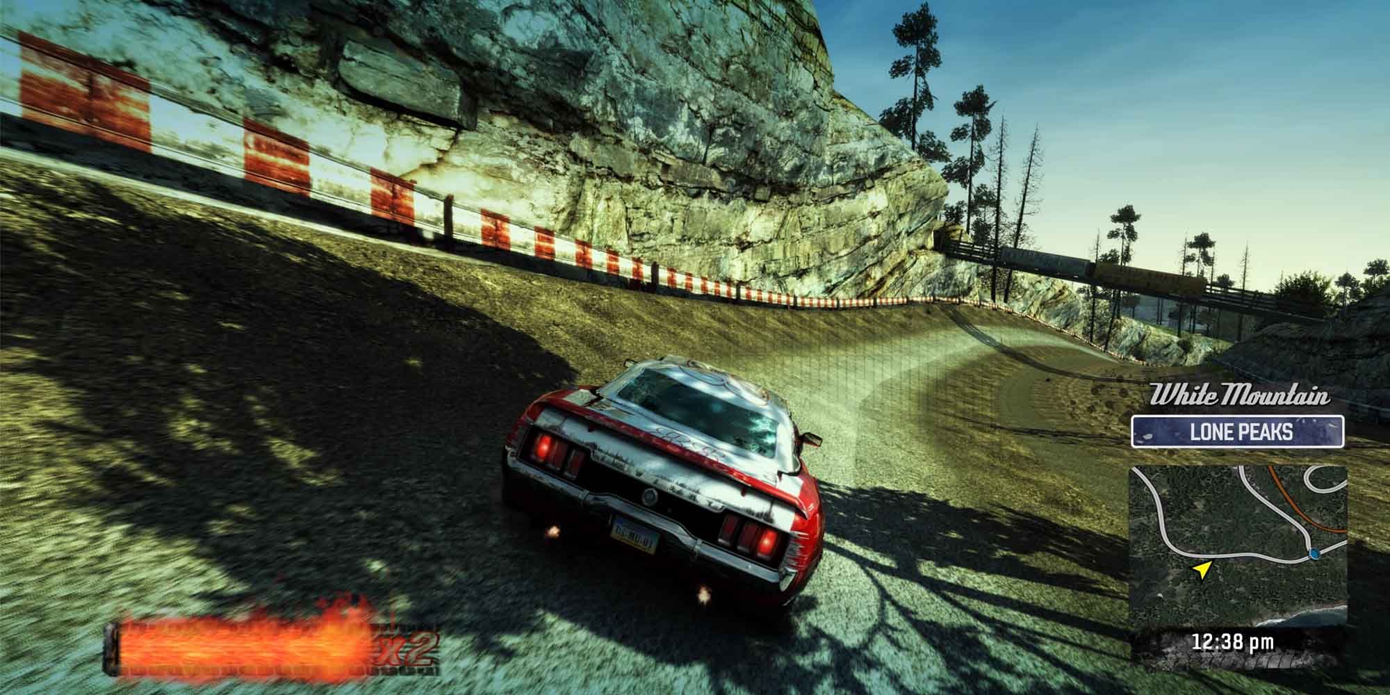 Driving down a dirt road in Burnout Paradise