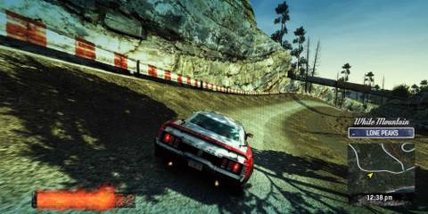 Driving down a dirt road in Burnout Paradise
