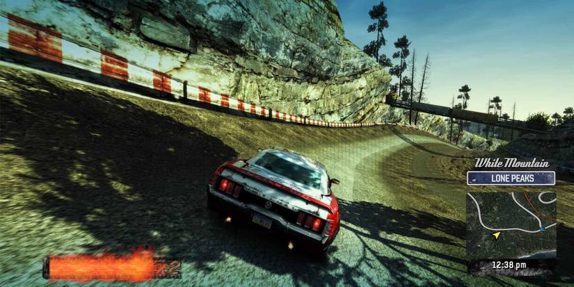Driving down a dirt road in Burnout Paradise