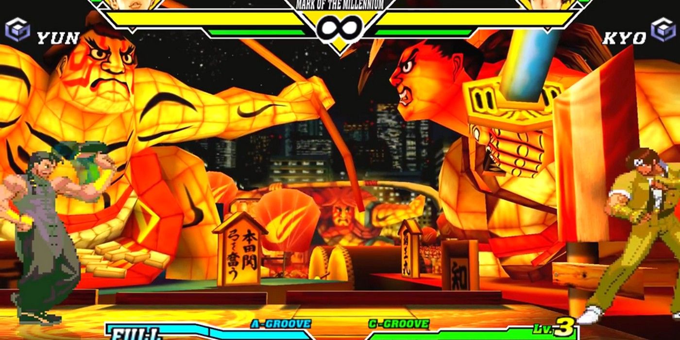 Capcom Vs. SNK 2 EO Yun Kyo fight with giants in background
