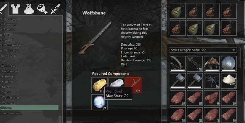 Image of the Wolfsbane in the crafting menu in Savage Lands.