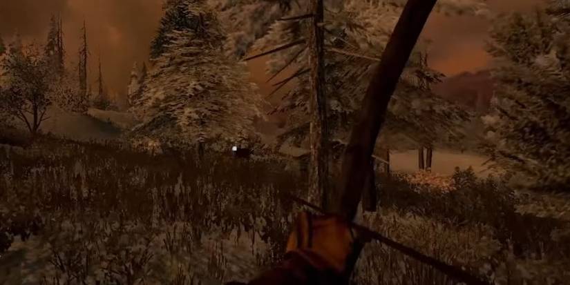Image of a player using a Long Bow to hunt a deer in Savage Lands.