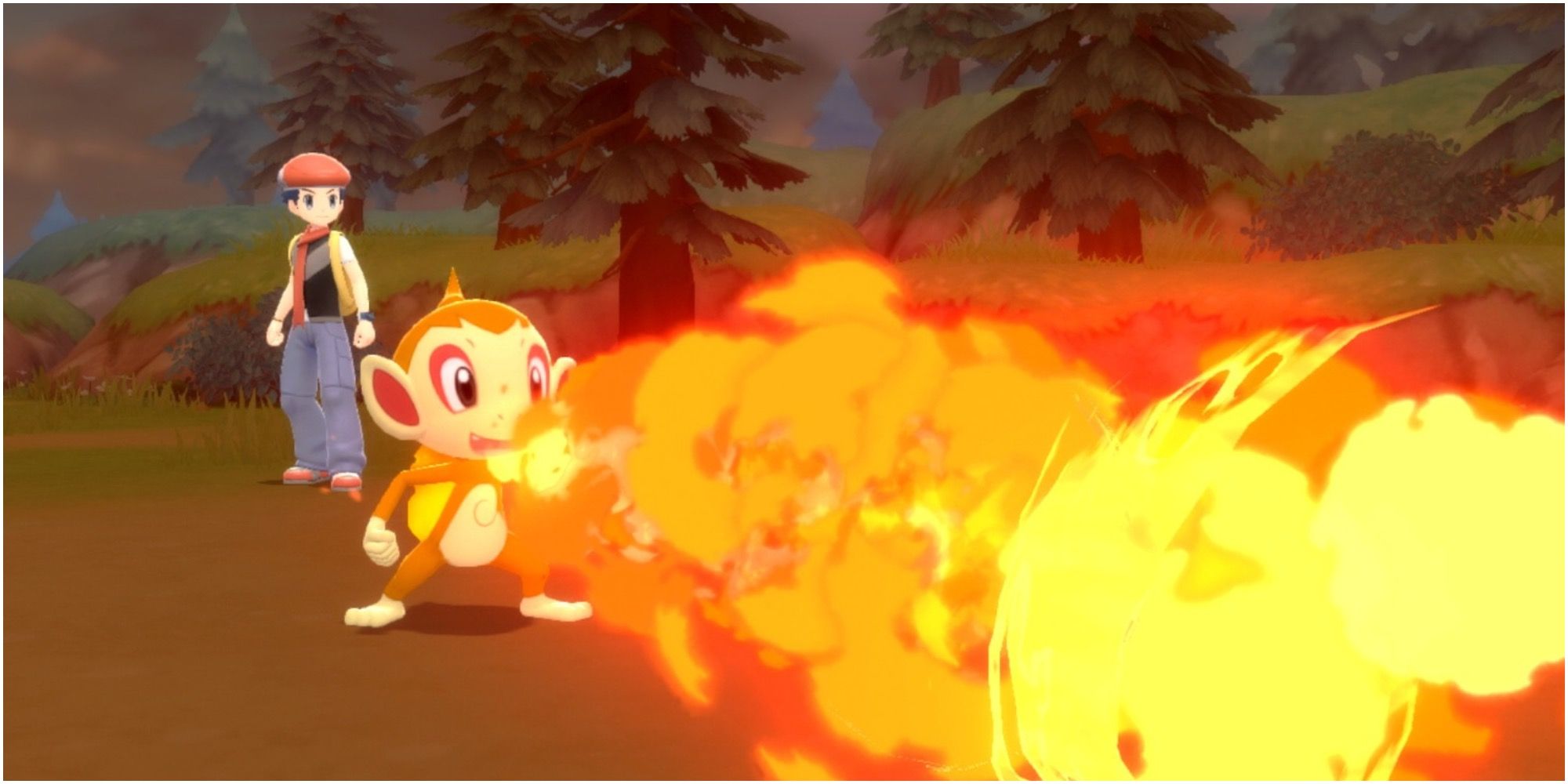 Chimchar in Pokemon Brilliant Diamond Fire Type Starter Pokemon
