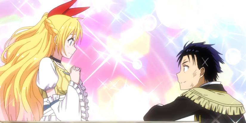 Chitoge Kirisaki and Raku Ichijo in a play