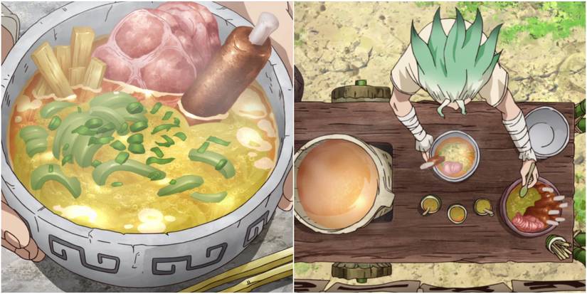 Collage Of Dr. Stone Ramen Dish Senkuu Cooking
