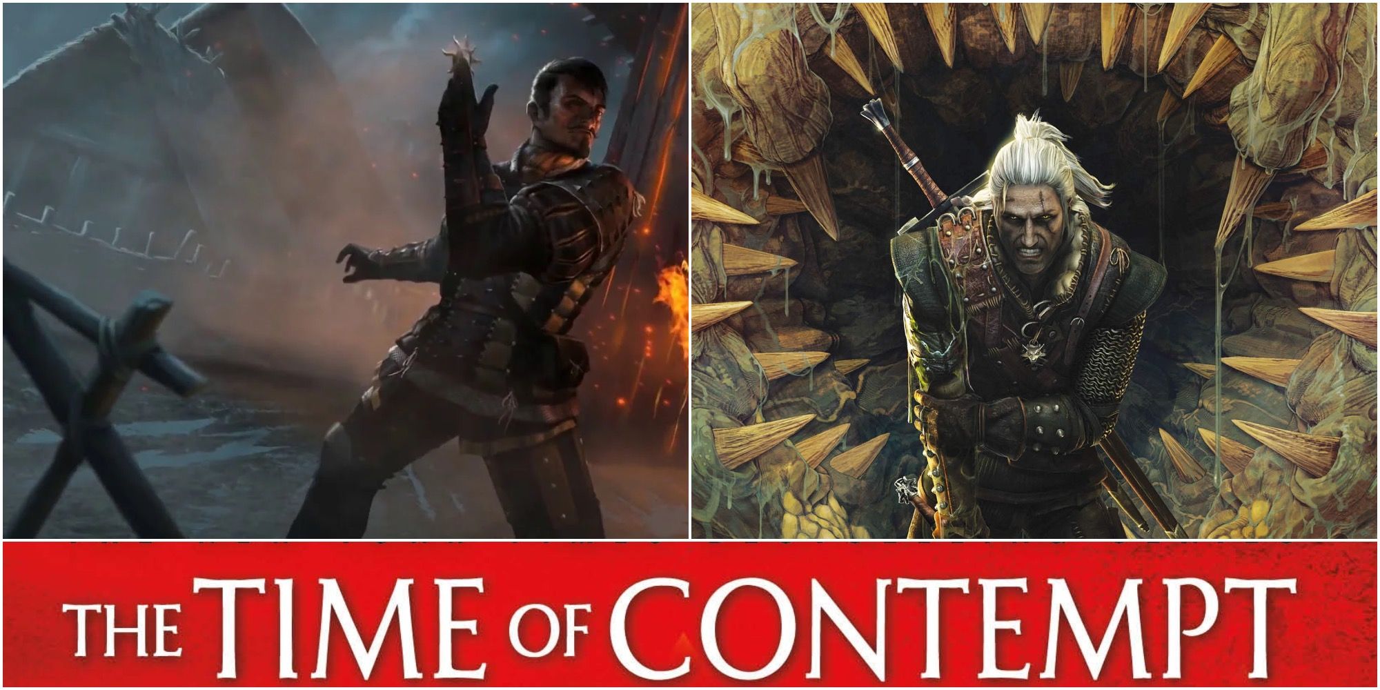 Collage Of The Witcher Books Time Of Contempt Andrzej Sapkowski Geralt Of Rivia And Stefan Skellige