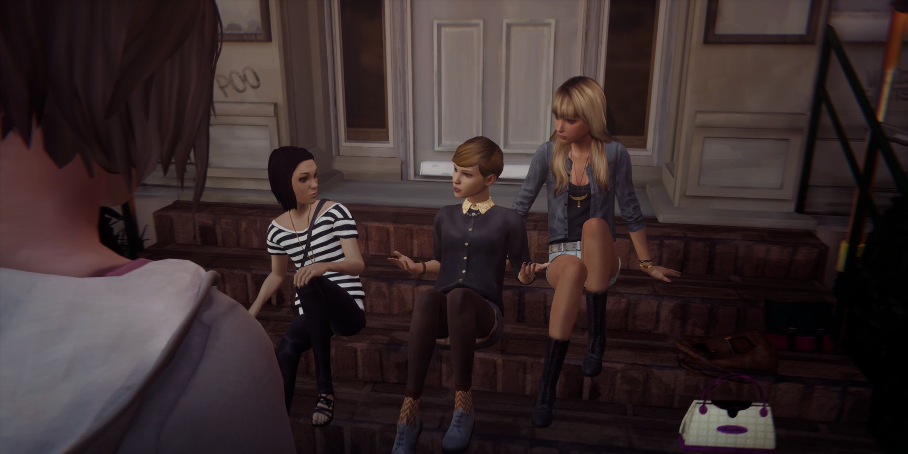 Max talking to Victoria by the Dormitory stairs in Episode 1 of Life is Strange