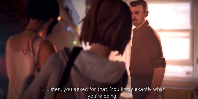 Chloe, Max, and David after blaming Chloe and David hits her in Episode 1 of Life is Strange