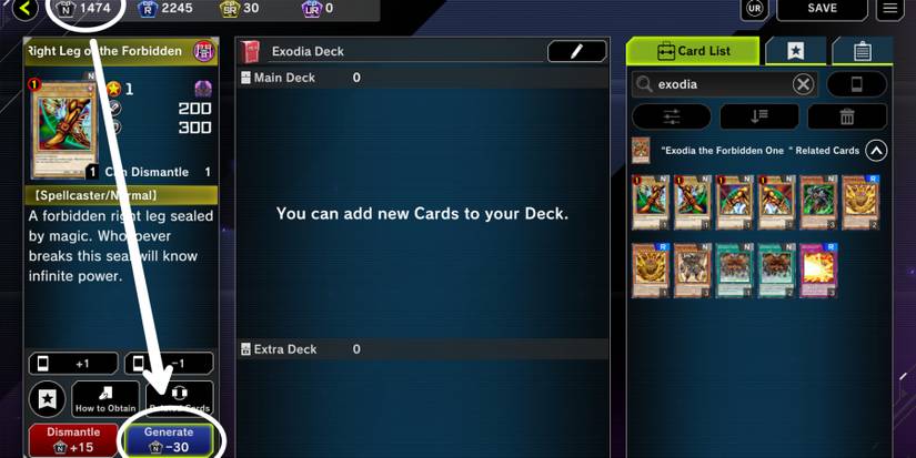 Crafting a normal card in Yugioh Master Duel