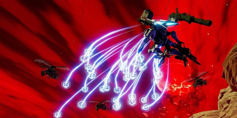 Daemon X Machina - An Arsenal blasting multiple projectiles.