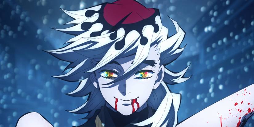 Demon Slayer - Doma Smiling Down At Gyutaro In A Flashback