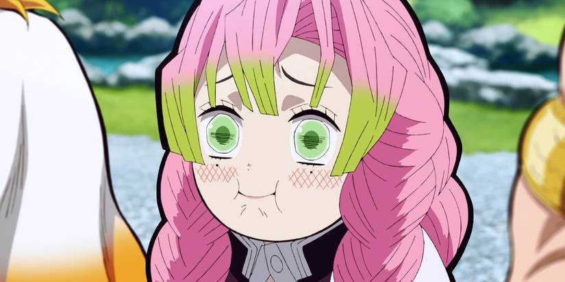 Demon Slayer - Mitsuri Kanroji Trying Not To Laugh During Tanjiro's Trial