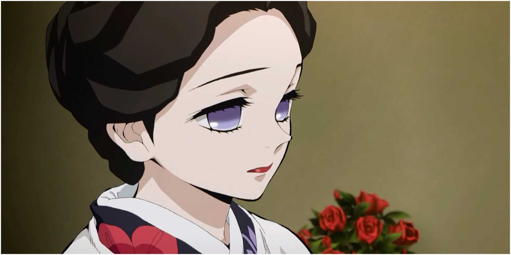 Demon Slayer Tamayo Demon Healer Roses In background