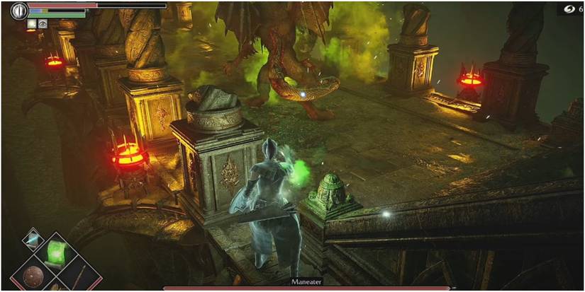 Demon's Souls Casting Spells On Maneater While It Is De Aggroed