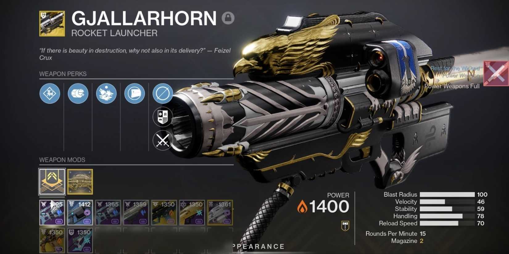 Destiny 2 Gjallarhorn Detail Screen