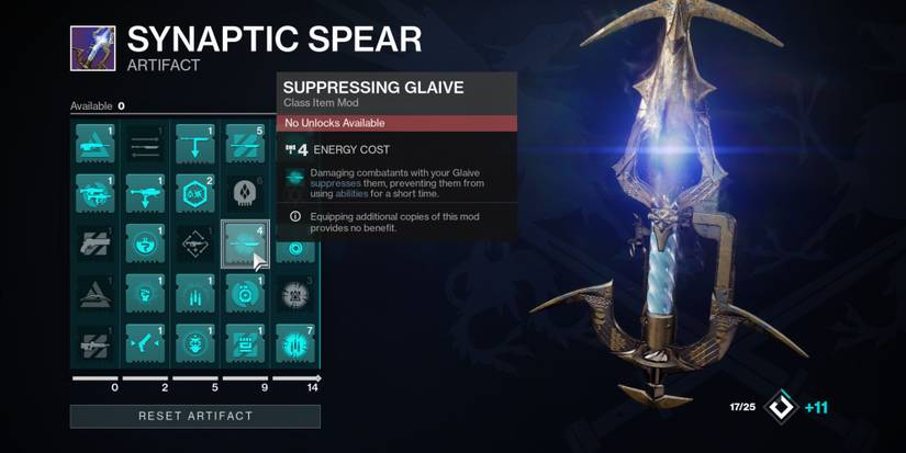 Destiny 2 Suppressing Glaive Artifact Mod