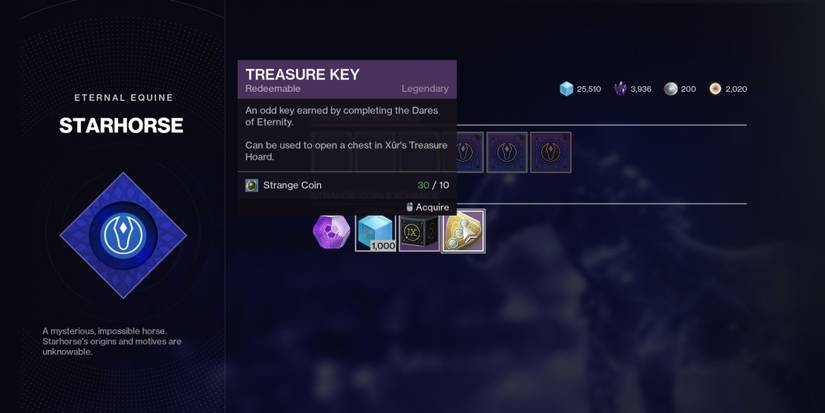 Destiny 2 Treasure Key In Vendor Screen
