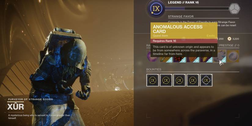 Destiny 2 Xur Anomalous Access Card