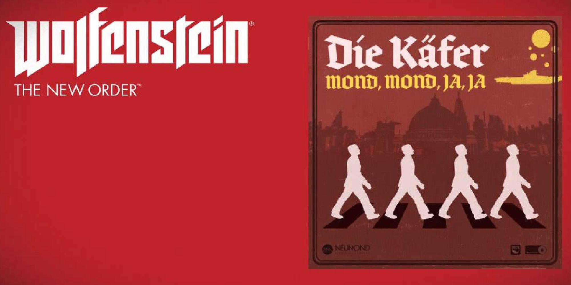 Album cover art for "Mond, Mond, Ja, Ja" by "Die Kafer" from Wolfenstein The New Order