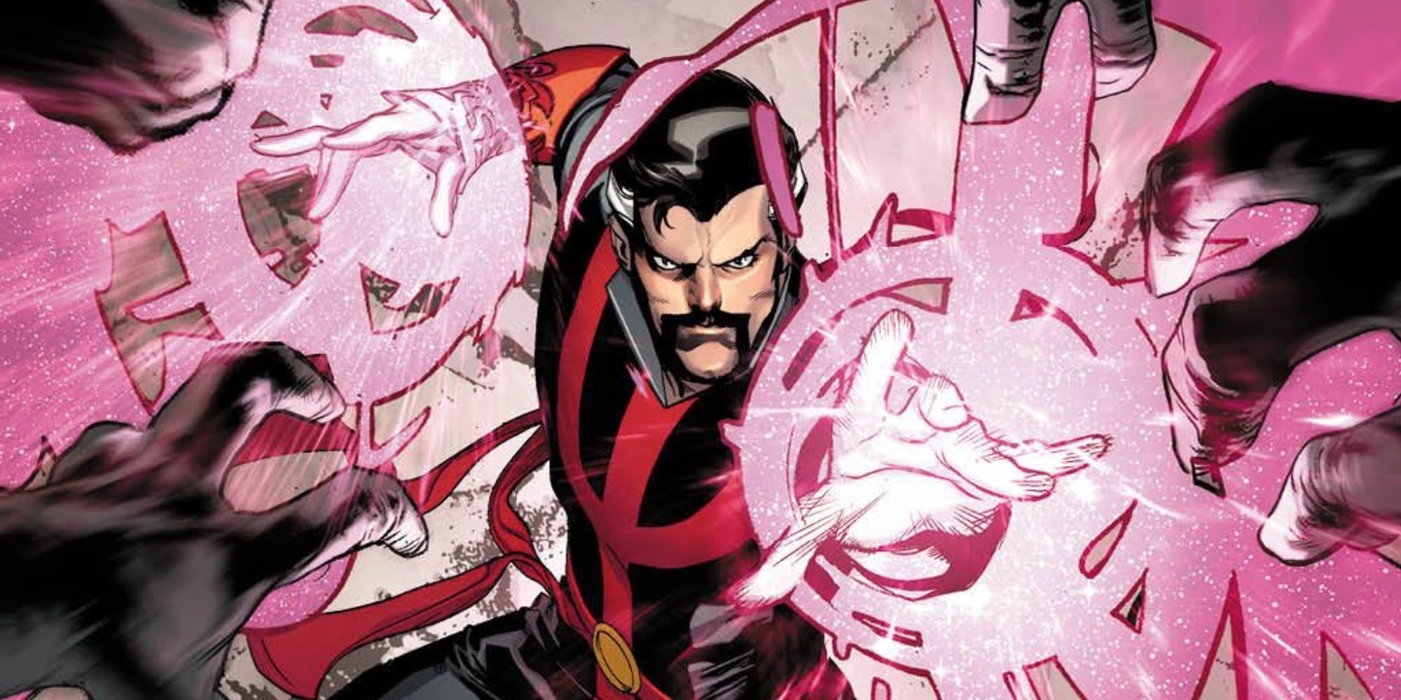 Doctor Strange in his Defender Costume casting a spell Cropped