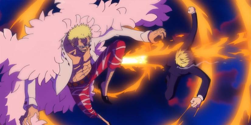 Doflamingo stops Sanji's kick