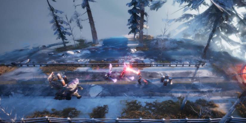 Dreamscaper - Fighting enemies in an ice-covered street.