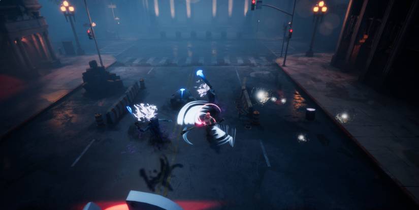 Dreamscaper - Fighting off enemies in the middle of the street.