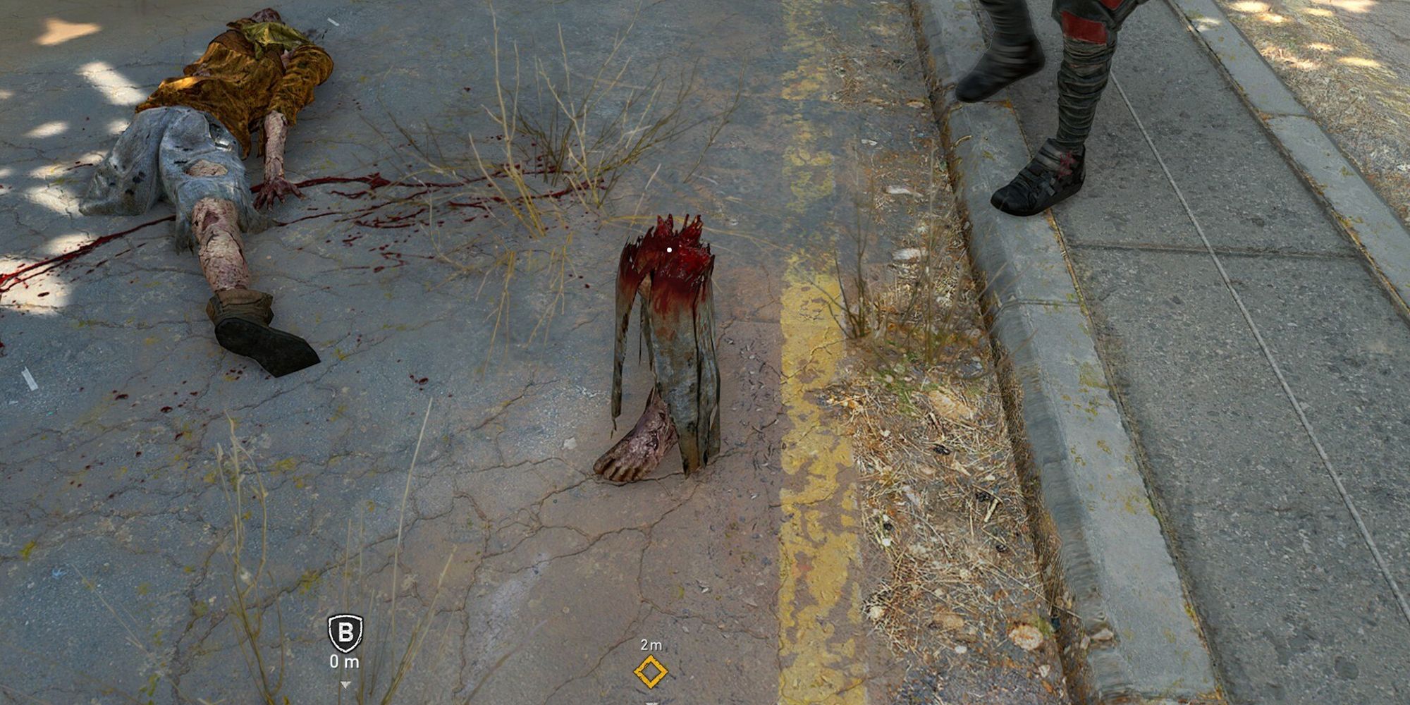 Dying Light 2 - An Infected On The Ground With His Own Leg Standing Up