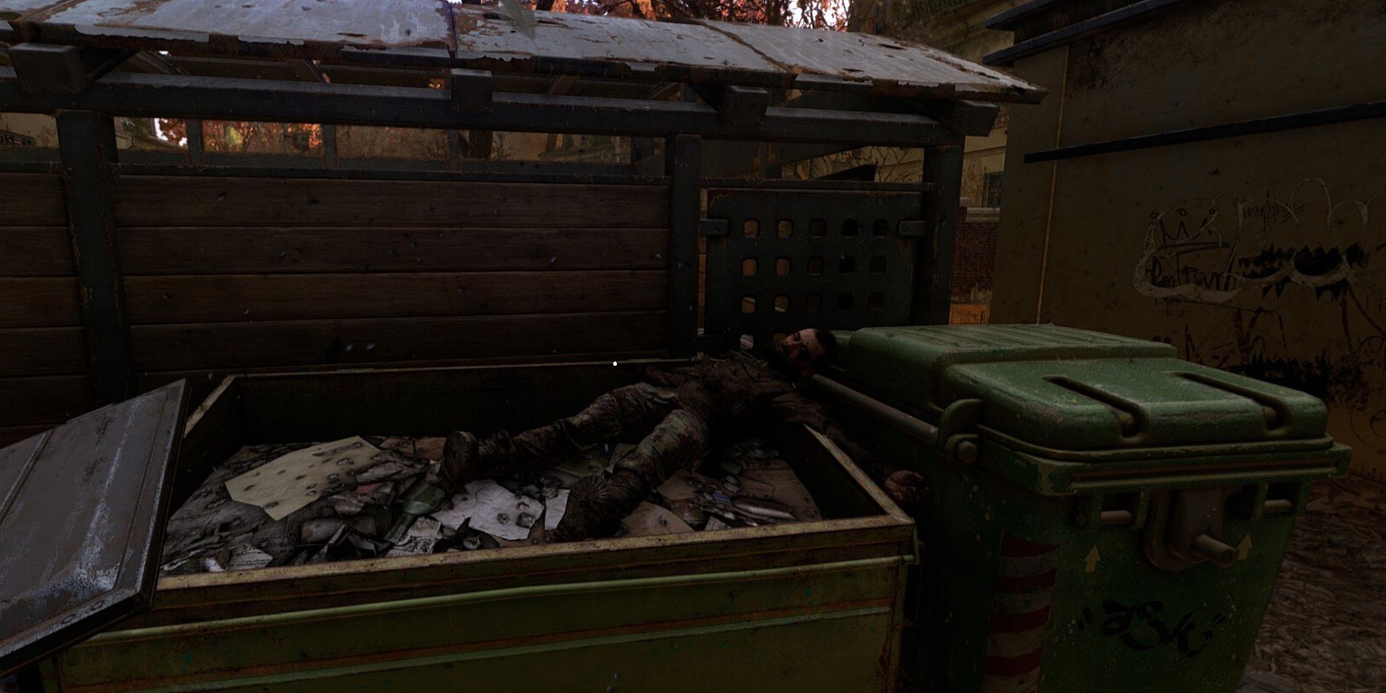 Dying Light 2 - Looking At One Of The Covered Areas Where The Dumpsters Are In-Game