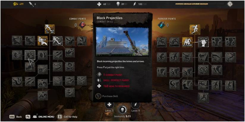 Dying Light 2 Block Projectiles Skill Description In Combat Tree