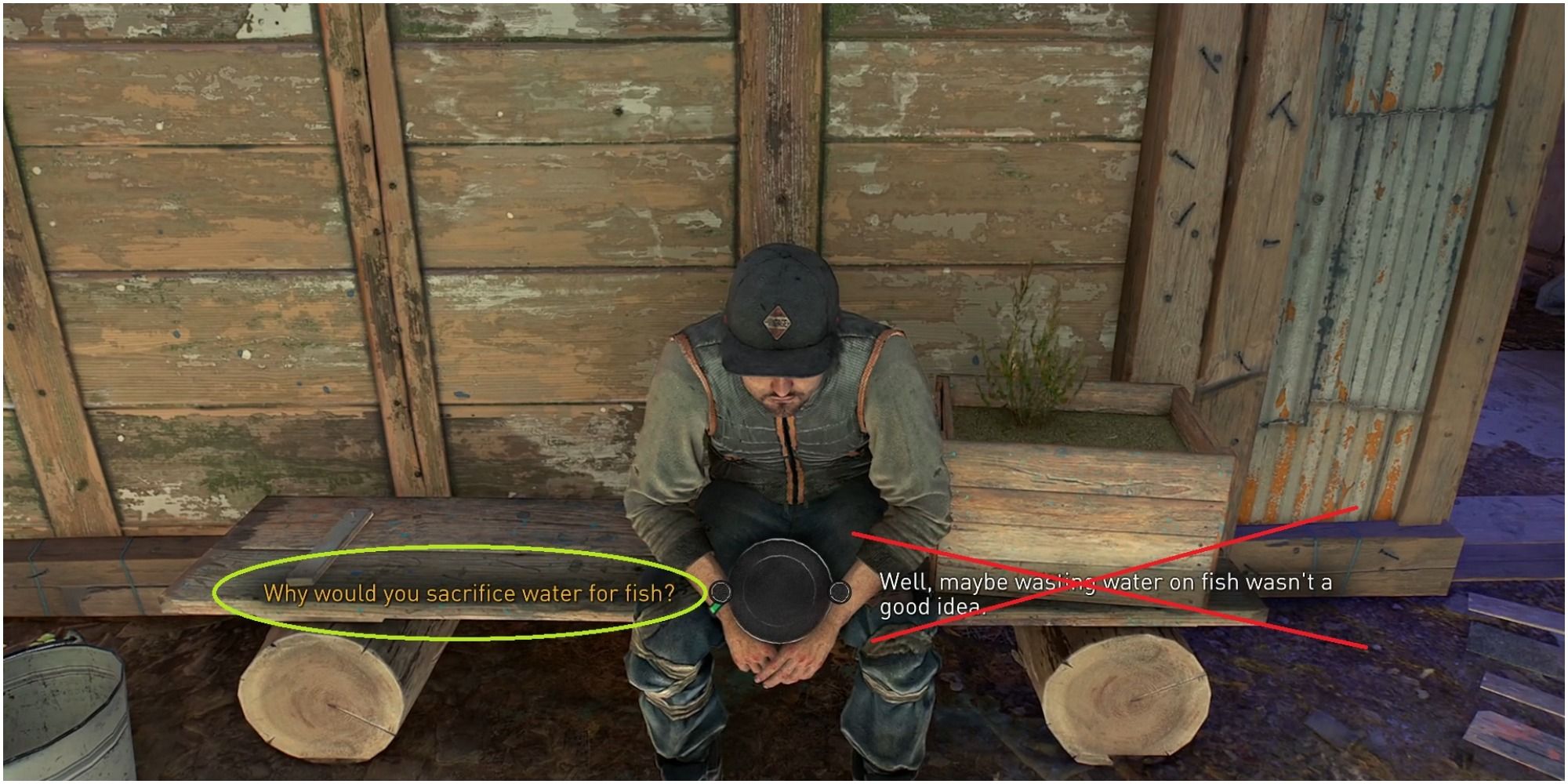 Dying Light 2 Choosing The Yellow Dialogue With The Fish Monk
