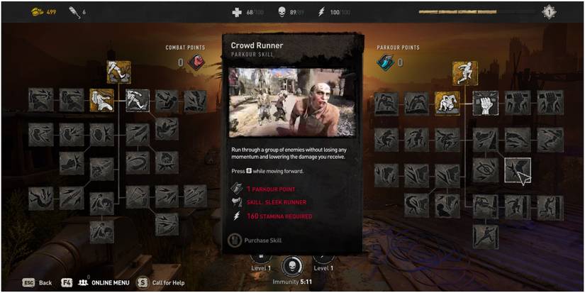 Dying Light 2 Crowd Runner Skill Description In Parkour Tree