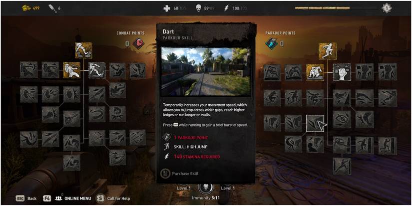 Dying Light 2 Dart Skill Description In Parkour Tree