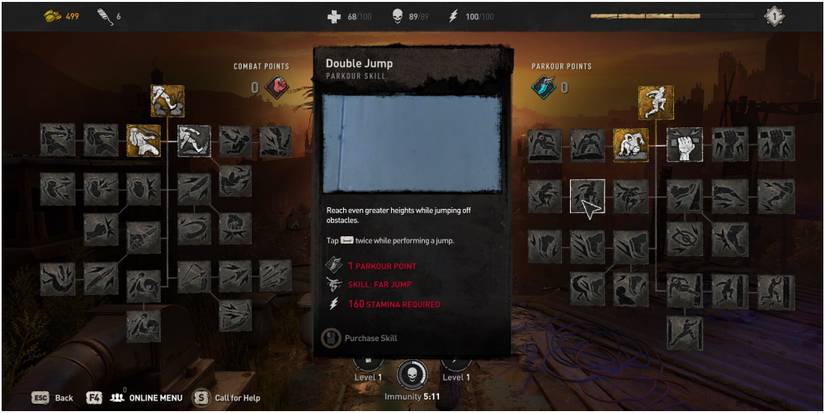 Dying Light 2 Double Jump Skill Description In Parkour Tree