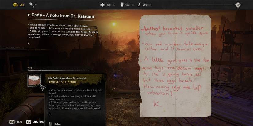 Dying Light 2 Dr Katsumi Safe Code