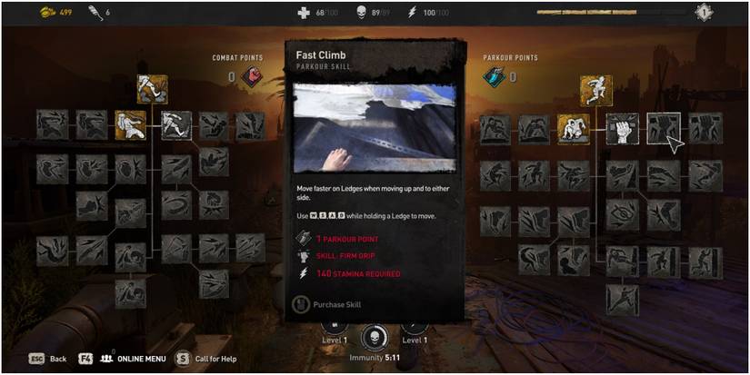 Dying Light 2 Fast Climb Skill Description In Parkour Tree
