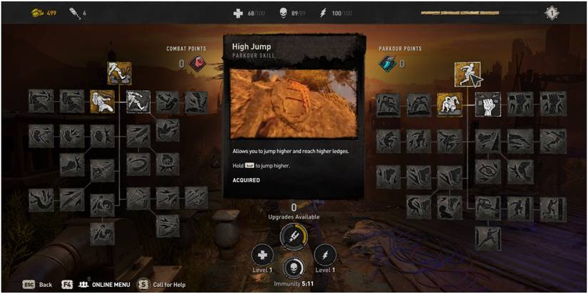 Dying Light 2 High Jump Skill Description In Parkour Tree