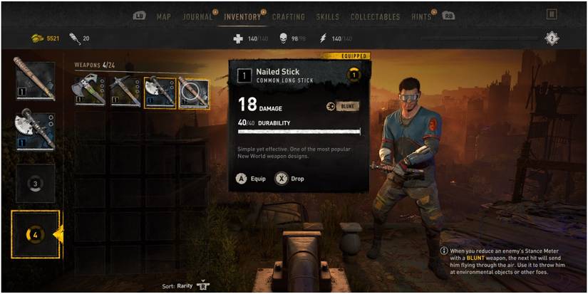 Dying Light 2 Looking At A Common Weapon In The Inventory