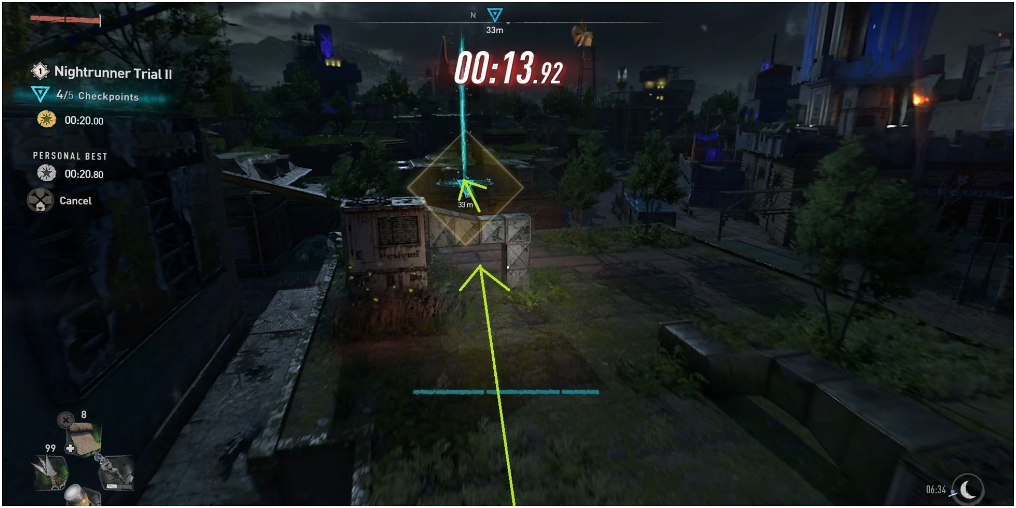 Dying Light 2 Optimal Path To Get To The Fifth Checkpoint In The Second Nightrunner Trial