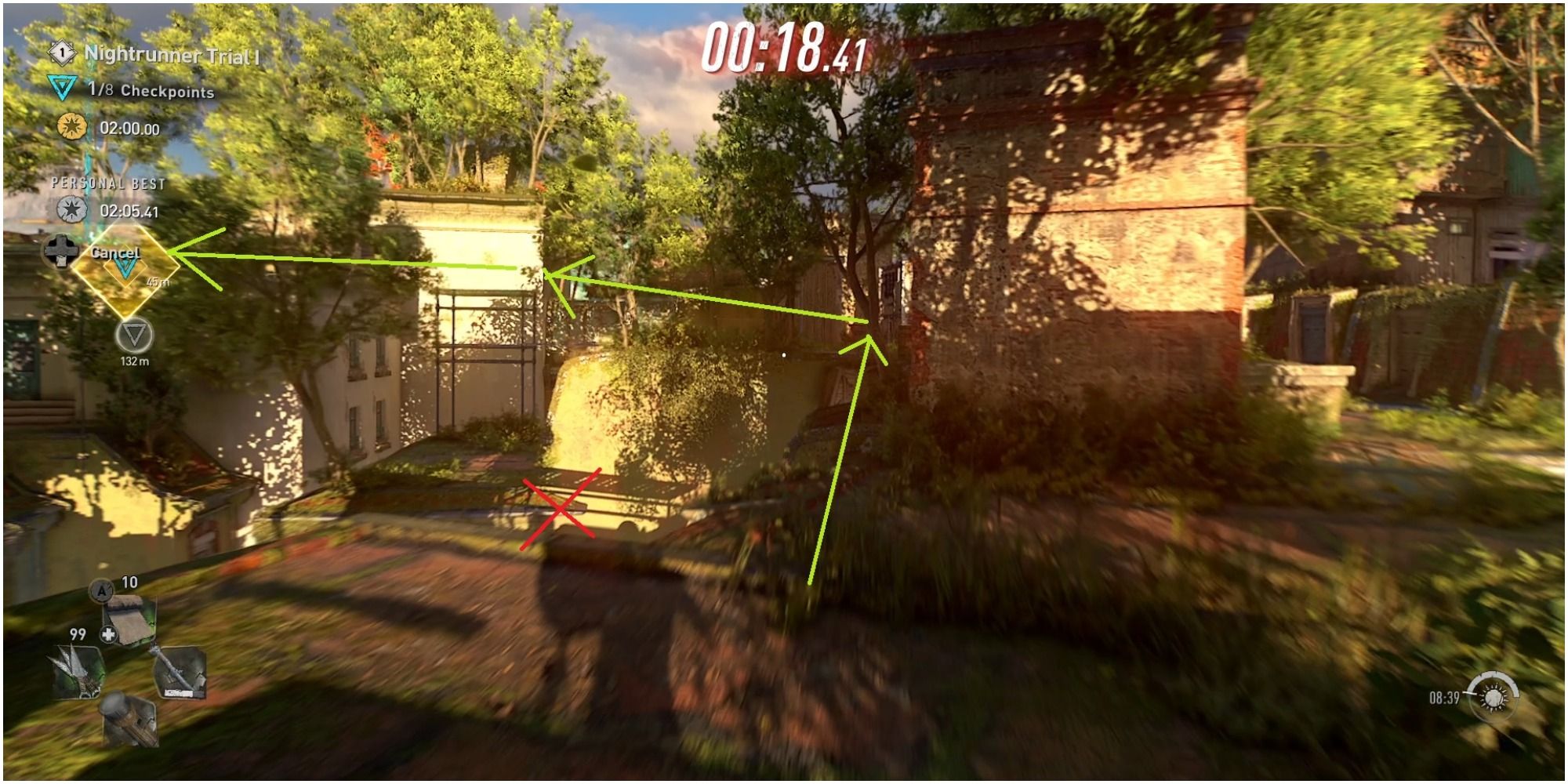 Dying Light 2 Optimal Path To Get To The Second Checkpoint In The First Nightrunner Trial