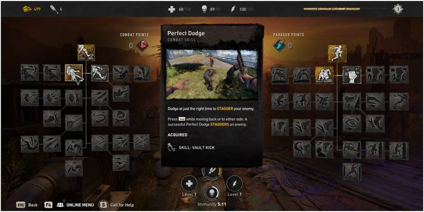 Dying Light 2 Perfect Dodge Skill Description In Combat Tree