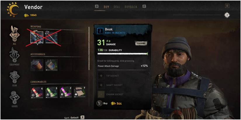 Dying Light 2 Refusing To Buy Rare Weapons From A Vendor