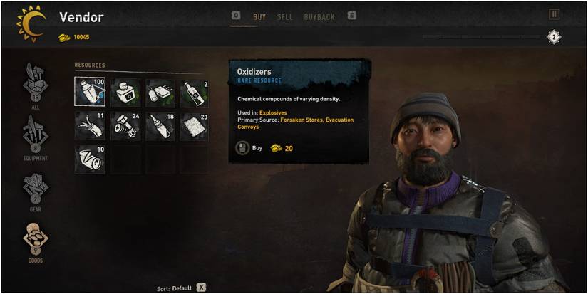 Dying Light 2 Selection Of Resources In A Vendor Inventory