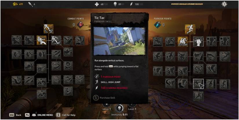 Dying Light 2 Tic Tac Skill Description In Parkour Tree
