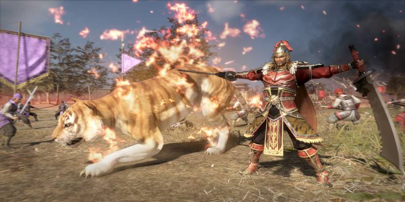 Dynasty Warriors 9 Empires - A person and a tiger.