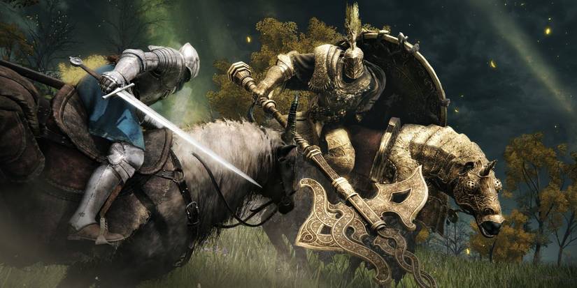 Elden Ring The Tarnished Facing The Tree Sentinel