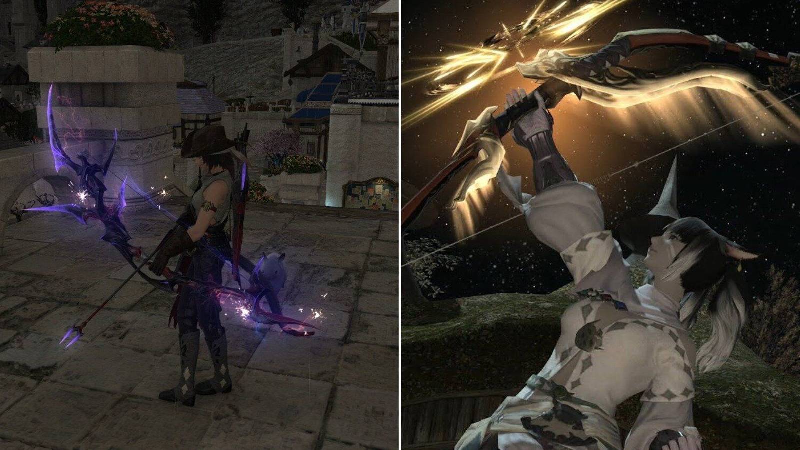 FF14 image of ramuh bow and character holding up zodiac bow