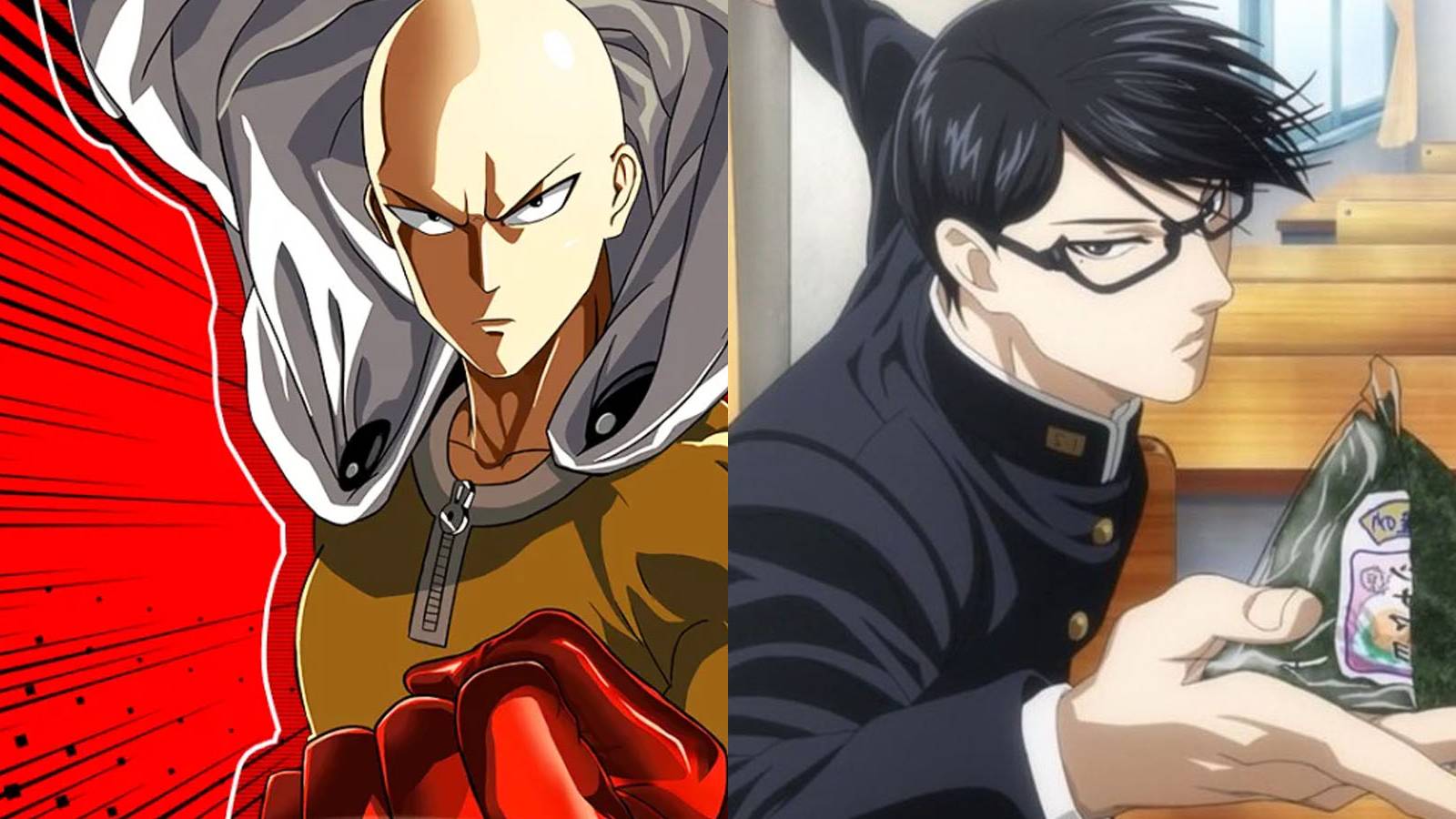 One Punch Man Saitama and Sakamoto from Haven't You Heard? I'm Sakamoto
