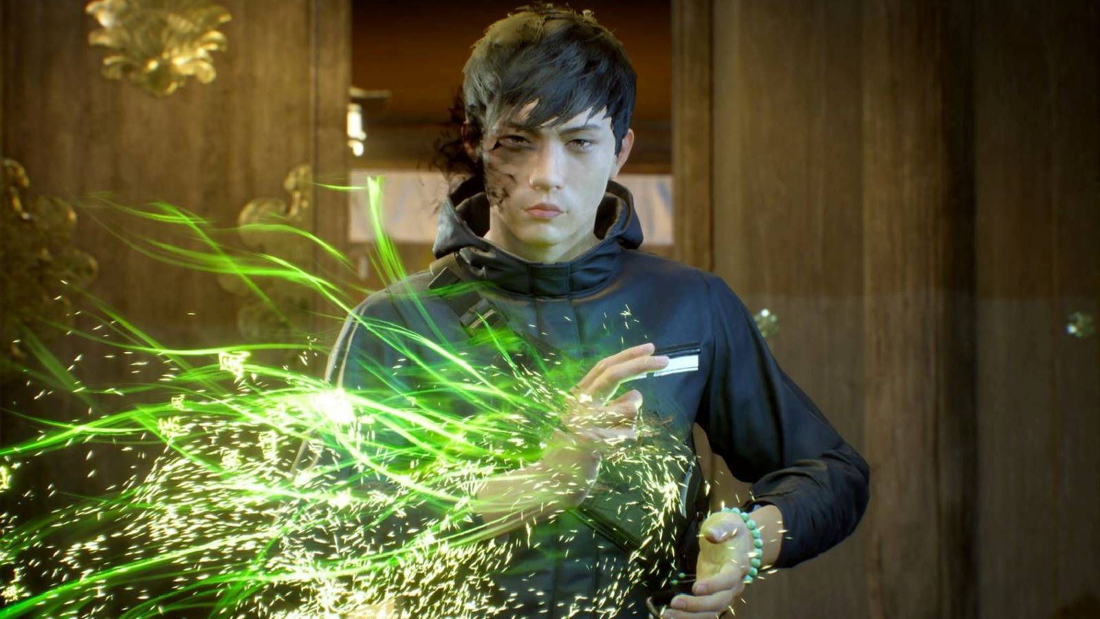 Akito preparing to use Wind magic in Ghostwire: Tokyo